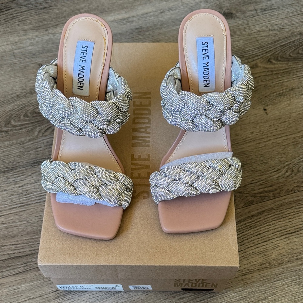 Steve Madden Women's Braided Heels - Cream and Tan